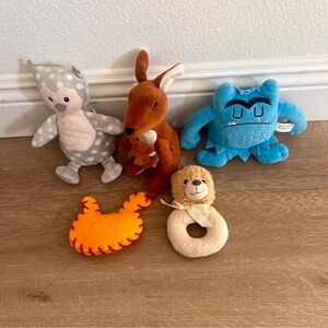 Lot Of 5 Stuffed Animal Plush Toy, Jellycat Ollie the Owl Soother & Other 4‎